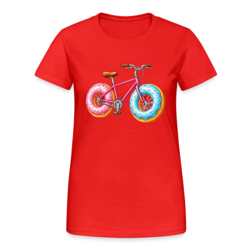 T-shirt Cycliste Gourmand : Donut & Vélo Humoristique - T-shirt Gildan épais femme