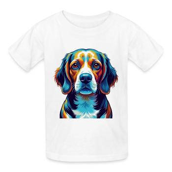 Beagle Harrier Chien Race Coloré Dessin animé Kawaii - T-shirts Russell Enfant - blanc - Devant - AI Model Kid Male (0cm)