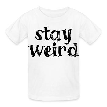 Stay weird - Kinder T-Shirt von Russell - Weiß - Vorne - AI Model Kid Male (0cm)