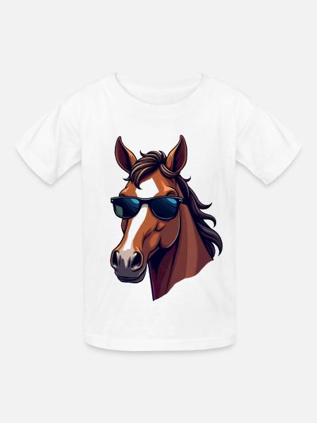 Cooles Pferd mit Sonnenbrille - Kinder T-Shirt von Russell - Weiß