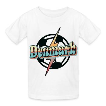 Denmark Fussball - Kinder T-Shirt von Russell - Weiß - Vorne - AI Model Kid Male (0cm)