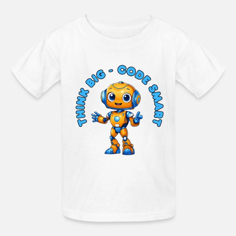 Roboter - Think big, Code Smart  - Kinder T-Shirt von Russell - Weiß