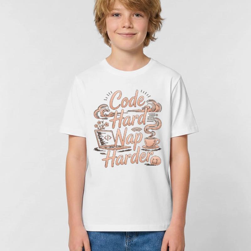 Remote Developer Code Hard Nap Harder Remote Coder Kids T-Shirt by Russell