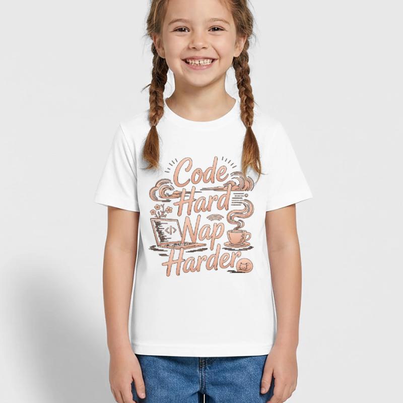 Remote Developer Code Hard Nap Harder Remote Coder Kids T-Shirt by Russell