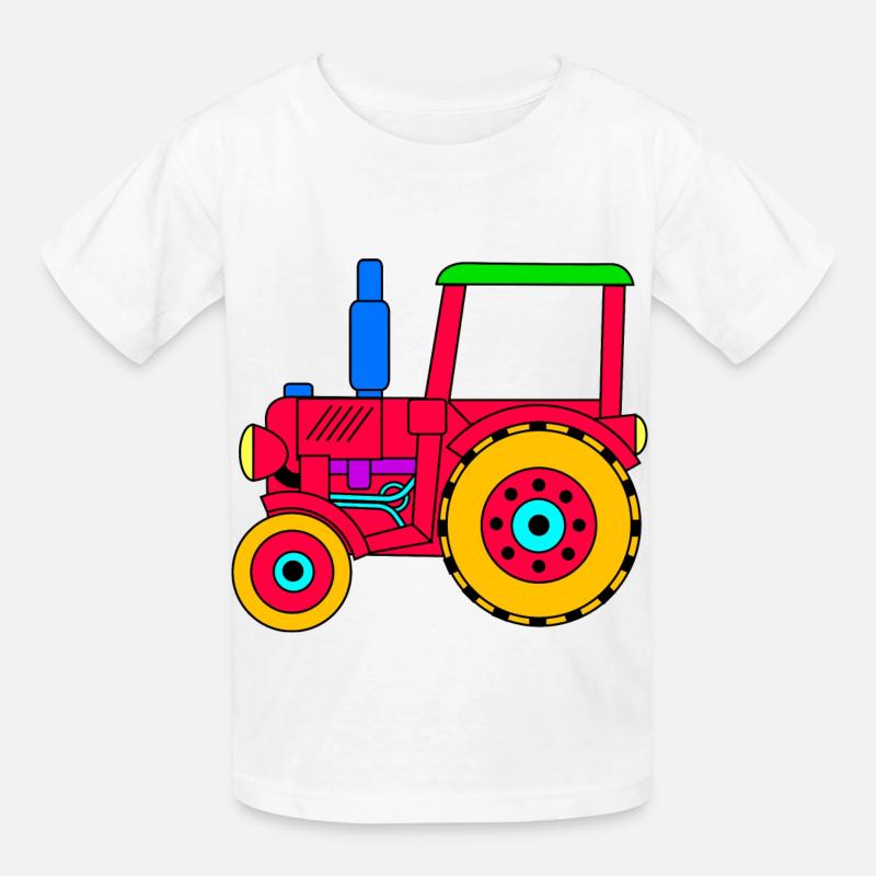 Trattore rosso per bambini e bambine - Maglietta per bambini di Russell - bianco