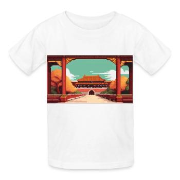 The Forbidden City, Beijng, China - Pixel Art - Kids T-Shirt by Russell - white - Front - AI Model Kid Male (0cm)