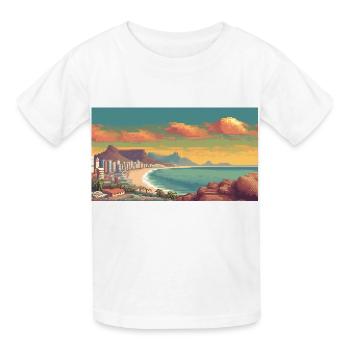 Cape Town, South Africa - Pixel Art - Kids T-Shirt by Russell - white - Front - AI Model Kid Male (0cm)