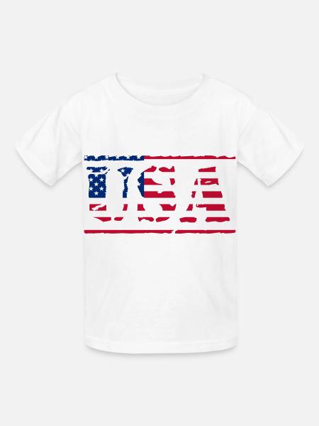 usa - Kinder T-Shirt von Russell - Weiß