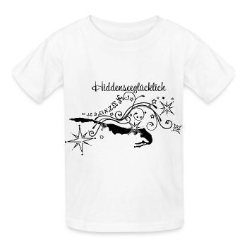 Hiddenseeglücklich logo - Kinder T-Shirt von Russell - Weiß - Vorne - AI Model Kid Male (0cm)