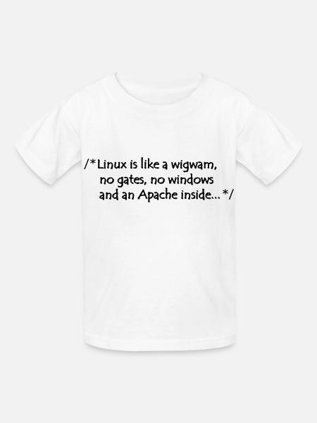 Linux is like a wigwam - Kinder T-Shirt von Russell - Weiß