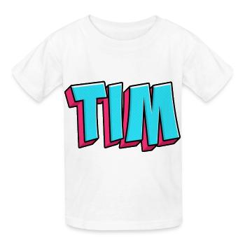 Name Image: Tim - Kids T-Shirt by Russell - white - Front - AI Model Kid Male (0cm)