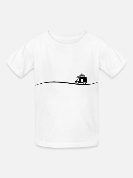 Wohnmobil Fahrrad - Kinder T-Shirt von Russell - Weiß