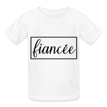 Verlobte passende Verlobung Hochzeit Flitterwochen - Kinder T-Shirt von Russell - Weiß - Vorne - AI Model Kid Male (0cm)