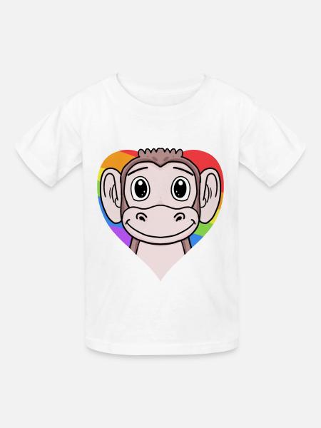 LGBT Tier Affe Regenbogen - Kinder T-Shirt von Russell - Weiß