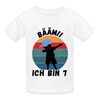 BÄÄM - 7. Geburtstag für Jungs - Kinder T-Shirt von Russell - Weiß - Vorne - AI Model Kid Male (0cm)
