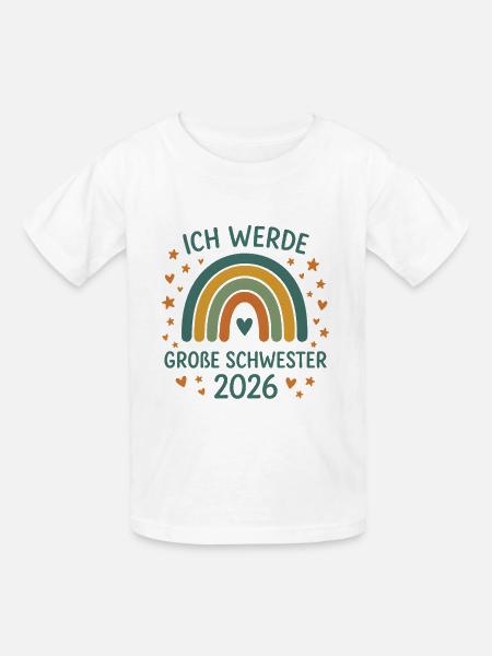 Ich werde große Schwester 2026 - Kinder T-Shirt von Russell - Weiß