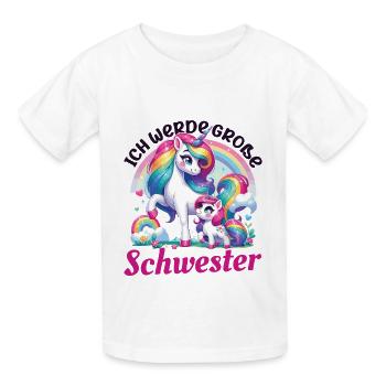 Nachwuchs Verkünden Ich Werde Große Schwester 2026 - Kinder T-Shirt von Russell - Weiß - Vorne - AI Model Kid Male (0cm)