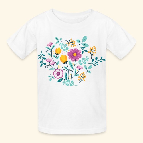 Yellow and Purple FLOWERS - Camiseta para niños de Russell