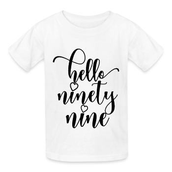 Bonjour Quatre-vingt-dix-neuf mignons anniversaire de 99 ans - T-shirts Russell Enfant - blanc - Devant - AI Model Kid Male (0cm)