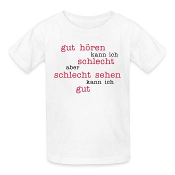 good to hear - look bad - Kids T-Shirt by Russell - white - Front - AI Model Kid Male (0cm)