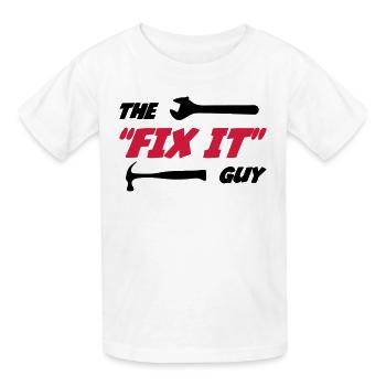 The "Fix it" Guy 🔨 - Kids T-Shirt by Russell - white - Front - AI Model Kid Male (0cm)