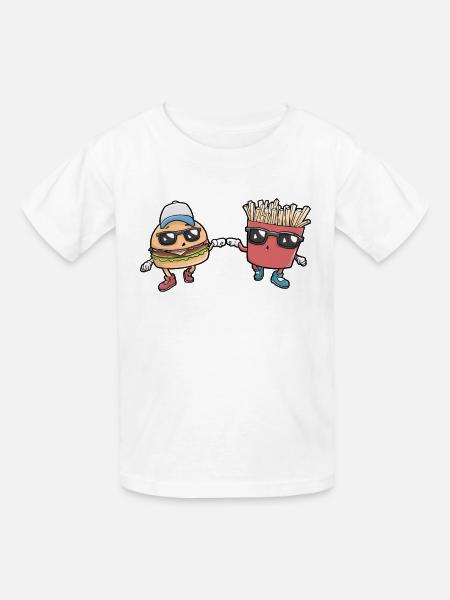 Burger und Pommes - Kinder T-Shirt von Russell - Weiß