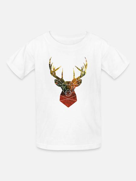 Hirschkopf im Herbst - Kinder T-Shirt von Russell - Weiß