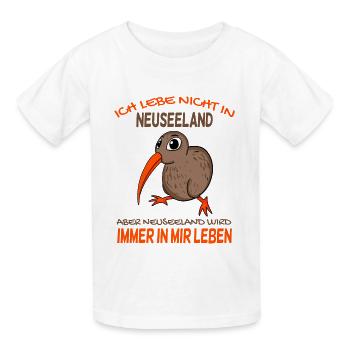 Kiwi Neuseeland - Kinder T-Shirt von Russell - Weiß - Vorne - AI Model Kid Male (0cm)