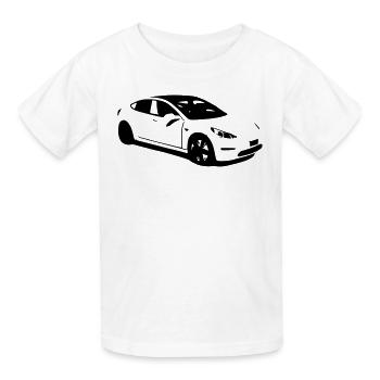 Elektroauto Tesla Model 3 electric car - Kinder T-Shirt von Russell - Weiß - Vorne - AI Model Kid Male (0cm)