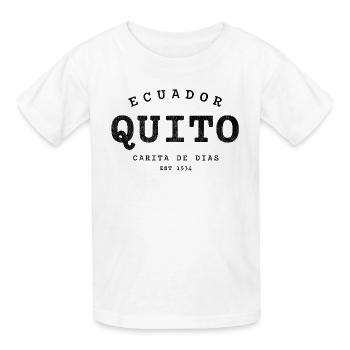 Quito, Ecuador – Carita de Dios since 1534 - Kids T-Shirt by Russell - white - Front - AI Model Kid Male (0cm)