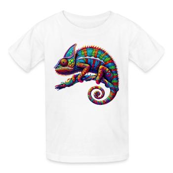 Chamäleon - Kinder T-Shirt von Russell - Weiß - Vorne - AI Model Kid Male (0cm)