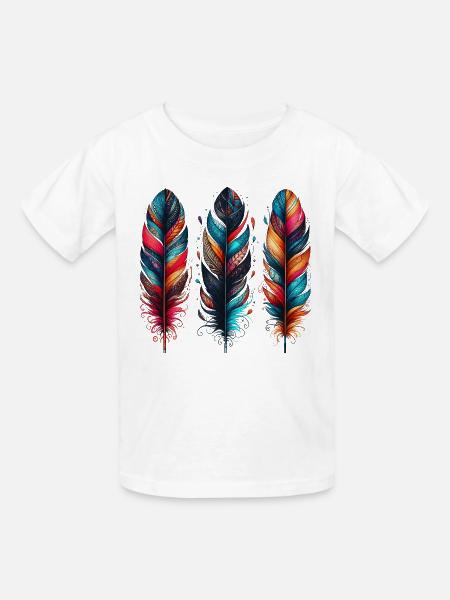 Feder - Kinder T-Shirt von Russell - Weiß