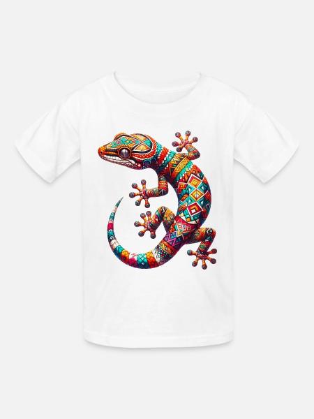 Gecko - Kinder T-Shirt von Russell - Weiß