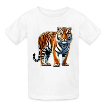 Tiger - Kinder T-Shirt von Russell - Weiß - Vorne - AI Model Kid Male (0cm)