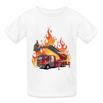 Feuerwehr und Flammen - Kinder T-Shirt von Russell - Weiß - Vorne - AI Model Kid Male (0cm)