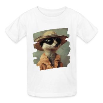 Stokstaartje Retro - Kinderen T-shirt - wit - Voor - AI Model Kid Male (0cm)