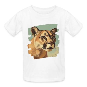 Lion from mountain Retro - Kinder T-Shirt von Russell - Weiß - Vorne - AI Model Kid Male (0cm)