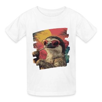 Faultier - Kinder T-Shirt von Russell - Weiß - Vorne - AI Model Kid Male (0cm)