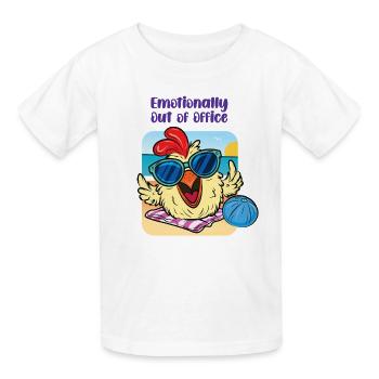 Chicken on the Beach – Mentally Checked Out - Kids T-Shirt by Russell - white - Front - AI Model Kid Male (0cm)