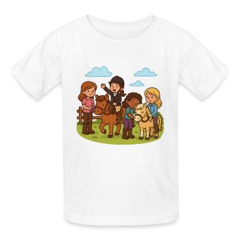 Poney club fillettes et poneys mignons - T-shirts Russell Enfant - blanc - Devant - AI Model Kid Male (0cm)