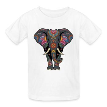 Elefant Rüsseltier Afrika Safari Wildnis Elefanten - Kinder T-Shirt von Russell - Weiß - Vorne - AI Model Kid Male (0cm)