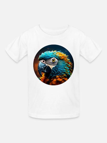 papagei,bunt,pailletten,glitzer,vogel - Kinder T-Shirt von Russell - Weiß