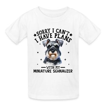 Realistische Zwergschnauzer-Illustration - Kinder T-Shirt von Russell - Weiß - Vorne - AI Model Kid Male (0cm)