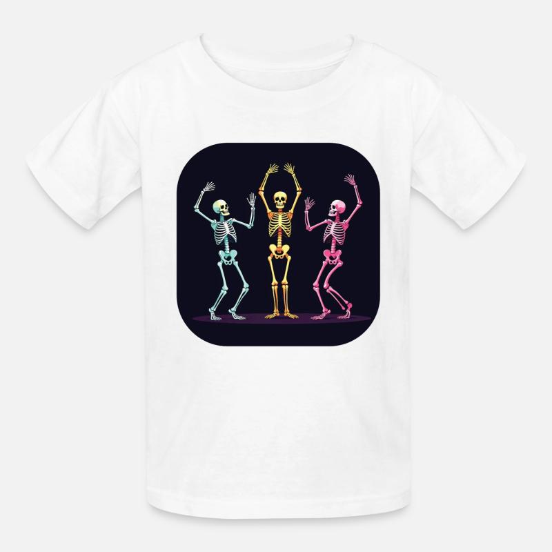 Halloween Skeleton Dancer Dancing - Kids T-Shirt by Russell - white