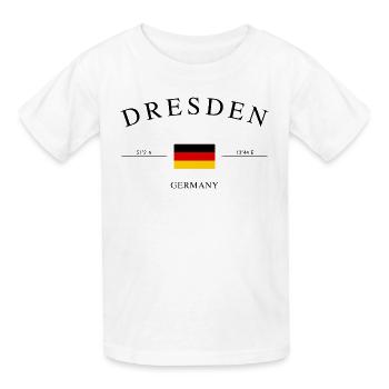 Dresde, Allemagne – Souvenir et cadeau des Fêtes - T-shirts Russell Enfant - blanc - Devant - AI Model Kid Male (0cm)