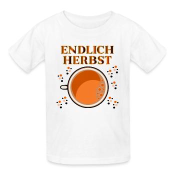 ENDLICH HERBST GETRÄNKE - Kinder T-Shirt von Russell - Weiß - Vorne - AI Model Kid Male (0cm)