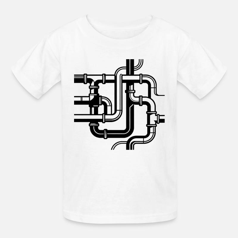 Intertwined Pipe Paths - Kids T-Shirt by Russell - white