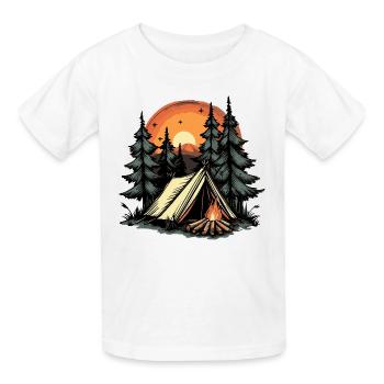 Camping Wald Zelt - Kinder T-Shirt von Russell - Weiß - Vorne - AI Model Kid Male (0cm)