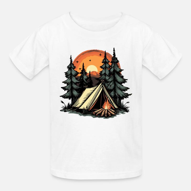 Camping Wald Zelt - Kinder T-Shirt von Russell - Weiß