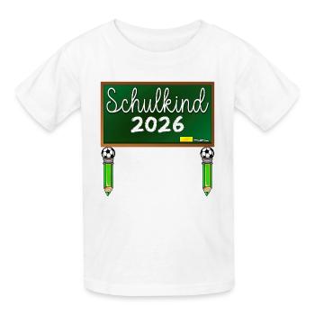 Einschulung Schulkind 2026 Schulanfang Fussball - Kinder T-Shirt von Russell - Weiß - Vorne - AI Model Kid Male (0cm)